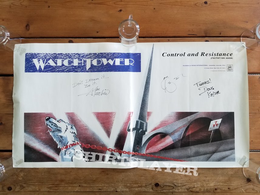 Watchtower &#039; Control And Resistance &#039; Original Vinyl LP + Autographed Promotional Poster &amp; Ads