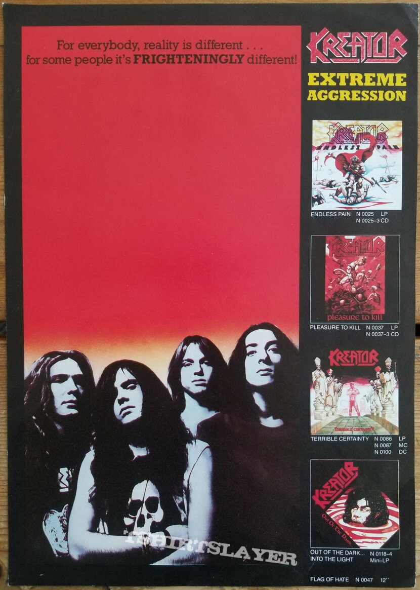 Kreator &#039; Extreme Aggression &#039; Original Vinyl  LP + Promotional Poster + Ads