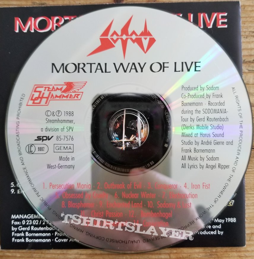 Sodom &#039; Mortal Way Of Live &#039; Original Vinyl LP + Original Muscle Shirt + Promotional Ads