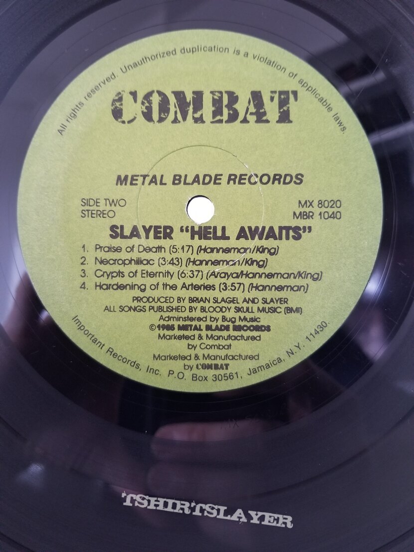 Slayer &#039; Hell Awaits &#039; Original Vinyl LPs + Promotional Ads