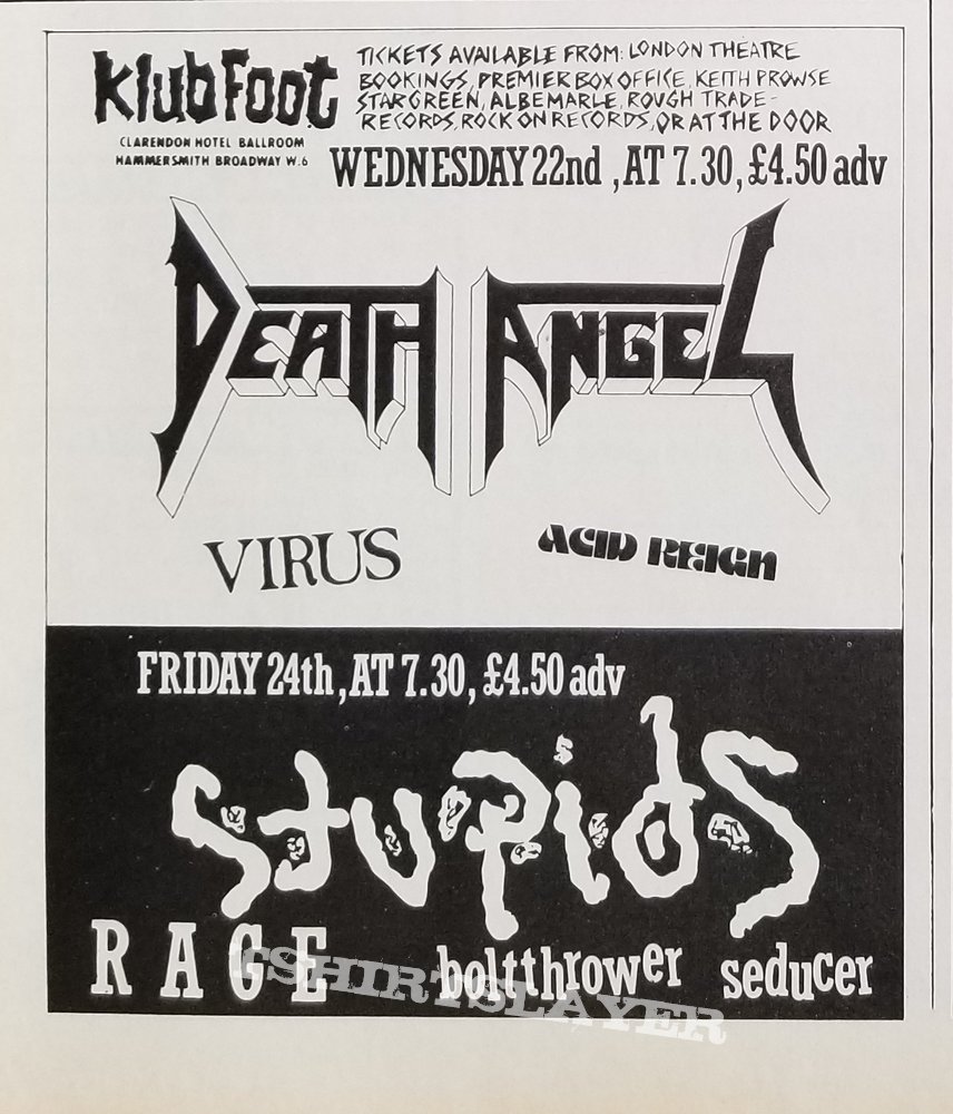 Death Angel &#039; Frolic Through The Park &#039; Original Vinyl L.P. + Promotional Poster  