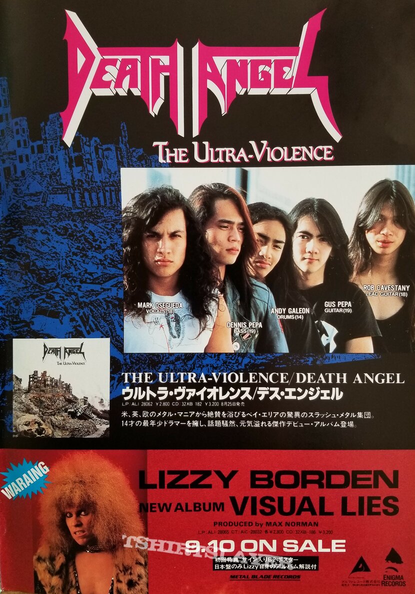 Death Angel &#039; The Ultra-Violence &#039; Original Vinyl LP + Promotional Poster + Ads