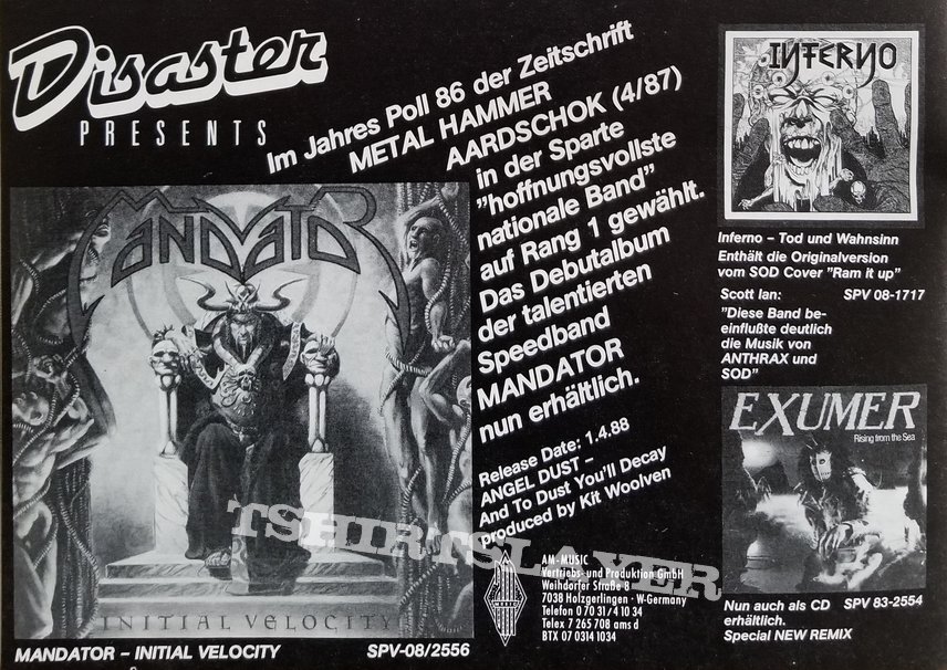 Exumer &#039; Possessed By Fire &#039; &amp; &#039; Rising From The Sea &#039; Original Vinyl LPs + Promotional Posters + Ads