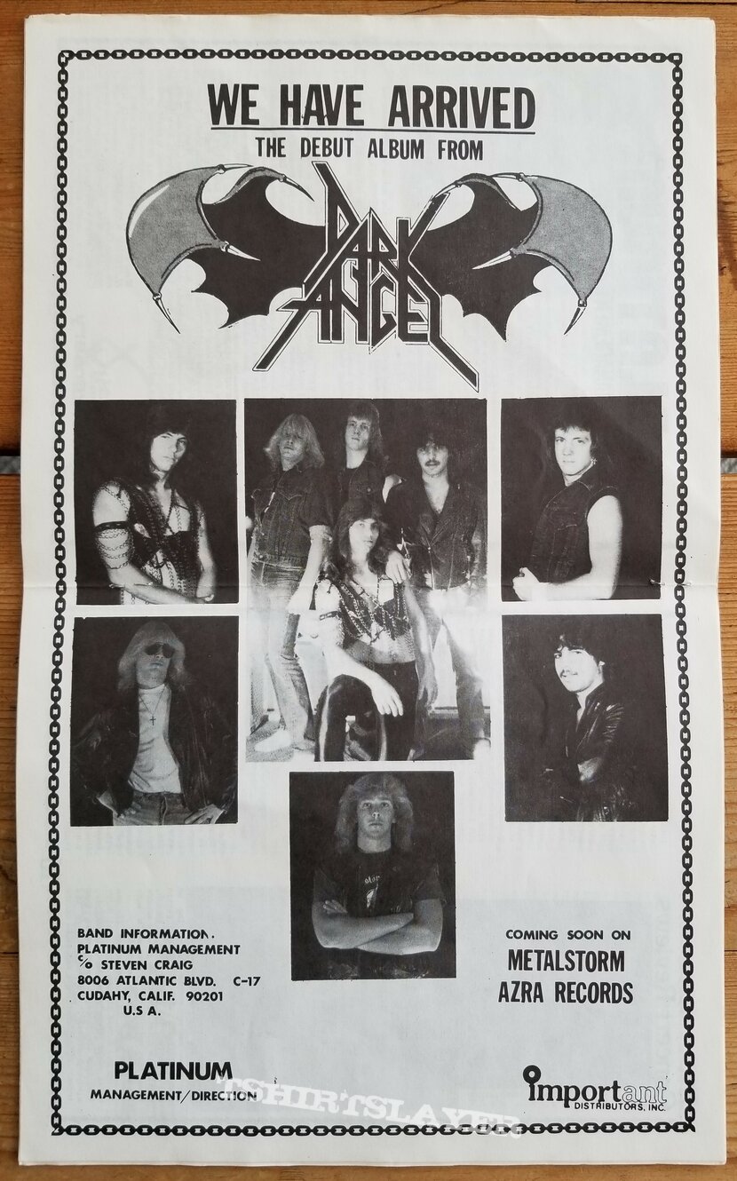 Dark Angel &#039; We Have Arrived &#039; Original Vinyl LPs + Promotional Ads