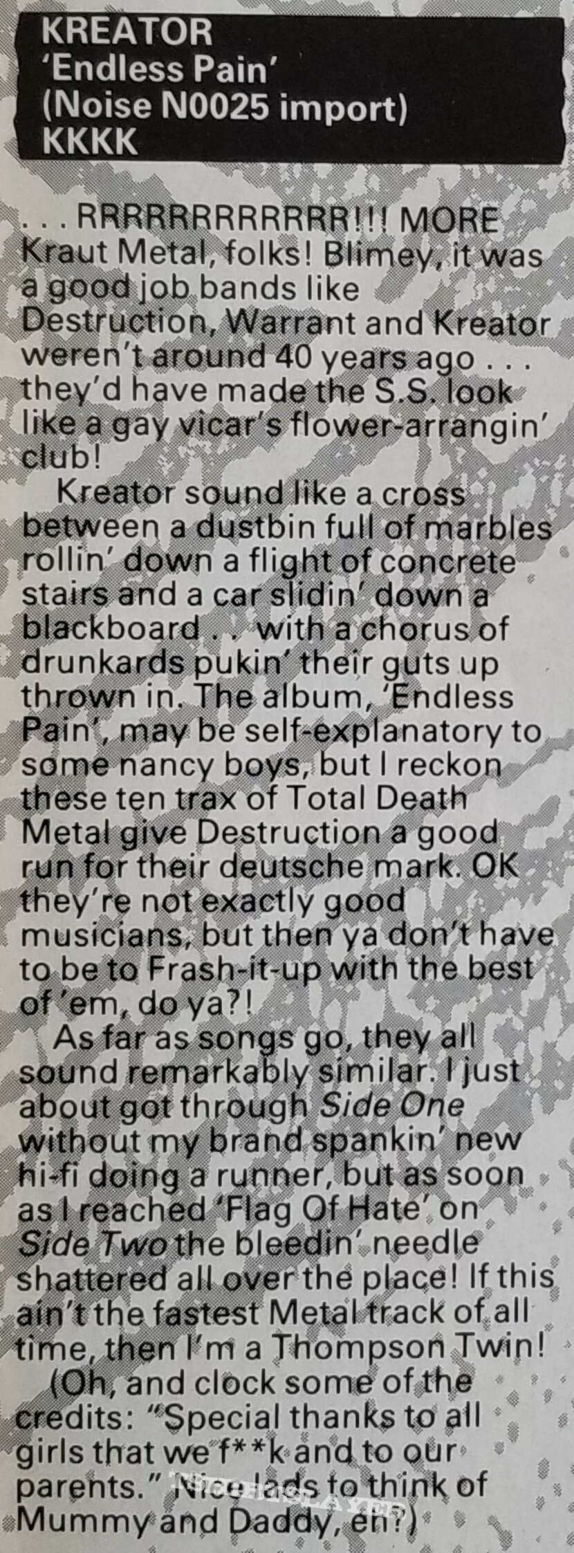 Kreator ' Endless Pain ' Original Vinyl LP + Tribute Poster + Promotional Ads Kreator ' Endless Pain ' Original Vinyl LP + Tribute Poster + Promotional Ads