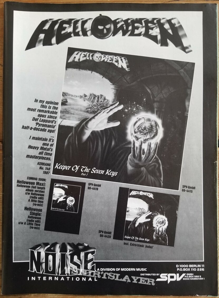 Helloween &#039; Keeper Of The Seven Keys - Part One &#039; Original Vinyl LP + Promotional Poster + Ads