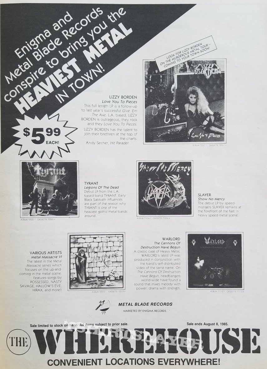 Slayer &#039; Show No Mercy &#039; Original Vinyl LP + Slayer &#039; Haunting The Chapel &#039; Original Vinyl EP + Promotional Ads