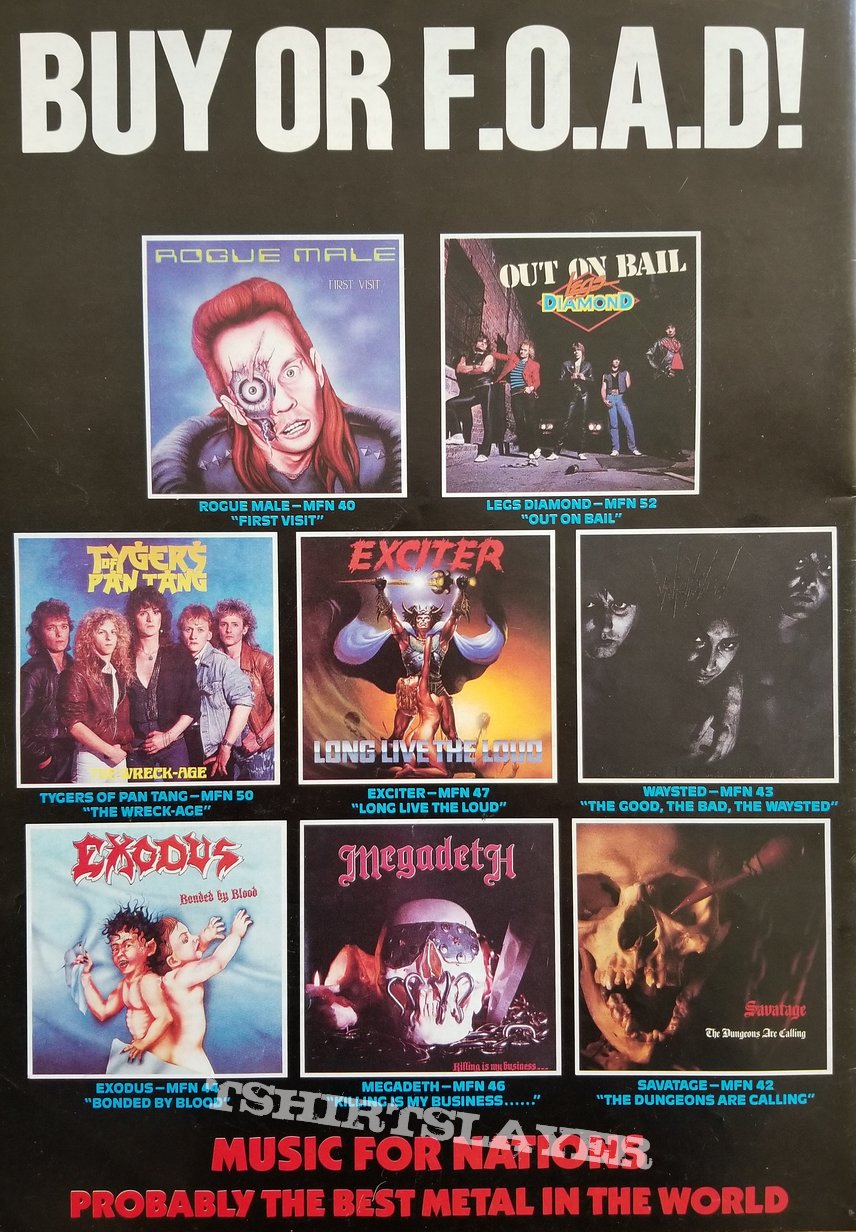 Exodus &#039; Bonded By Blood &#039; Original Vinyl LP + Promotional Ads 