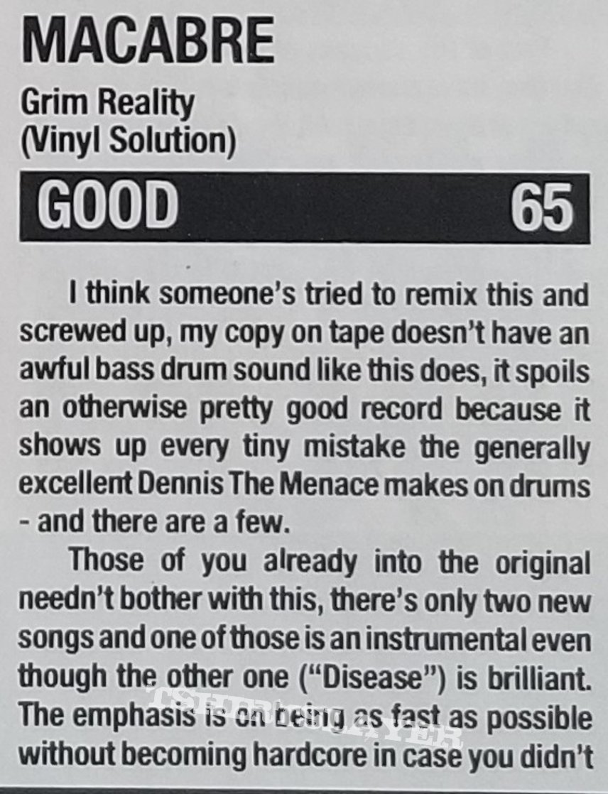 Macabre ' Grim Reality ' Original T- Shirts + First Press LP + Letter from Nefarious Macabre ' Grim Reality ' Original T- Shirts + First Press LP + Letter from Nefarious