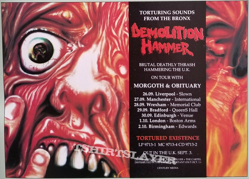 Demolition Hammer &#039; Tortured Existence &#039; Original Vinyl LP+ Promotional / Venue Poster + Ads