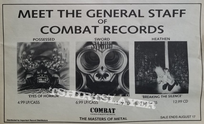 Possessed &#039; The Eyes Of Horror &#039; Original Vinyl LP + Promotional Ads