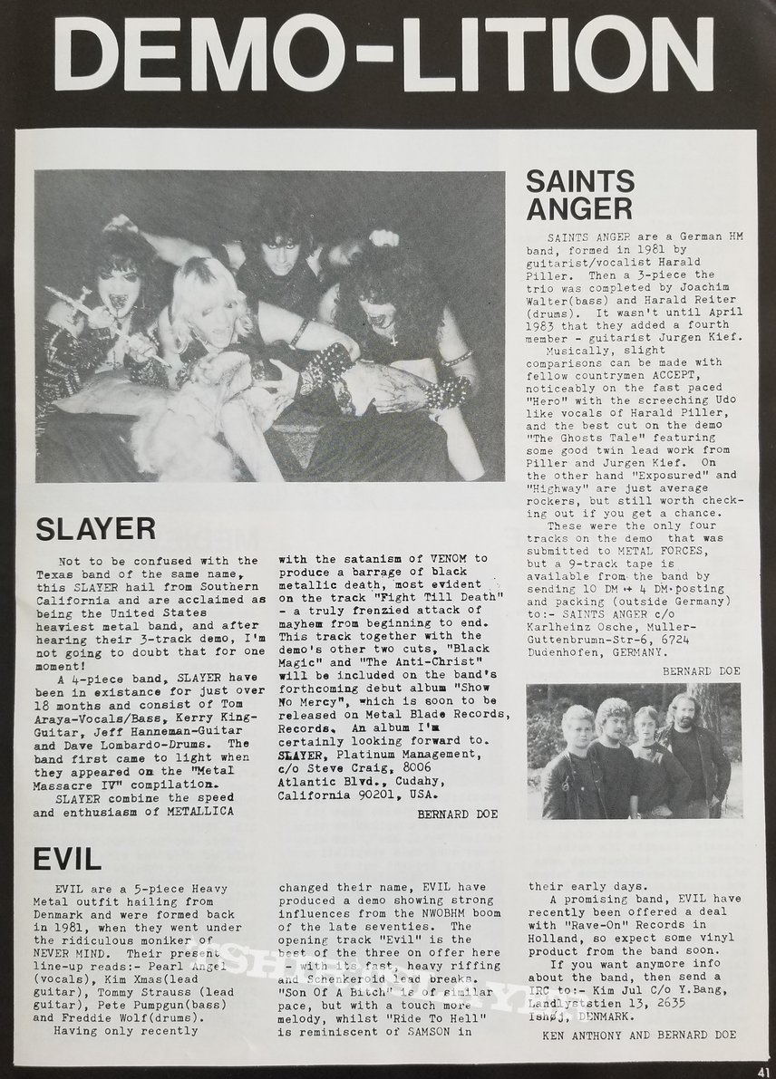 Slayer &#039; Show No Mercy &#039; Original Vinyl LP + Slayer &#039; Haunting The Chapel &#039; Original Vinyl EP + Promotional Ads