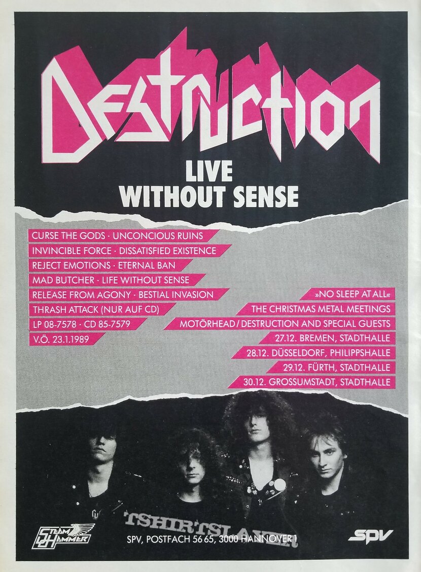 Destruction &#039; Live Without Sense &#039;  Original  Vinyl LP + Promotional Poster + Ads