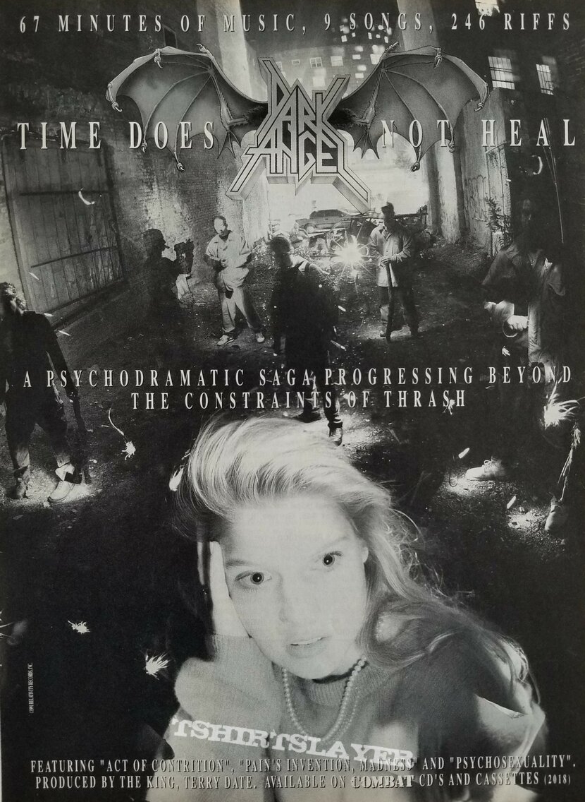 Dark Angel ' Time Does Not Heal ' Original Vinyl LP + Promotional Poster + Ads Dark Angel ' Time Does Not Heal ' Original Vinyl LP + Promotional Poster + Ads