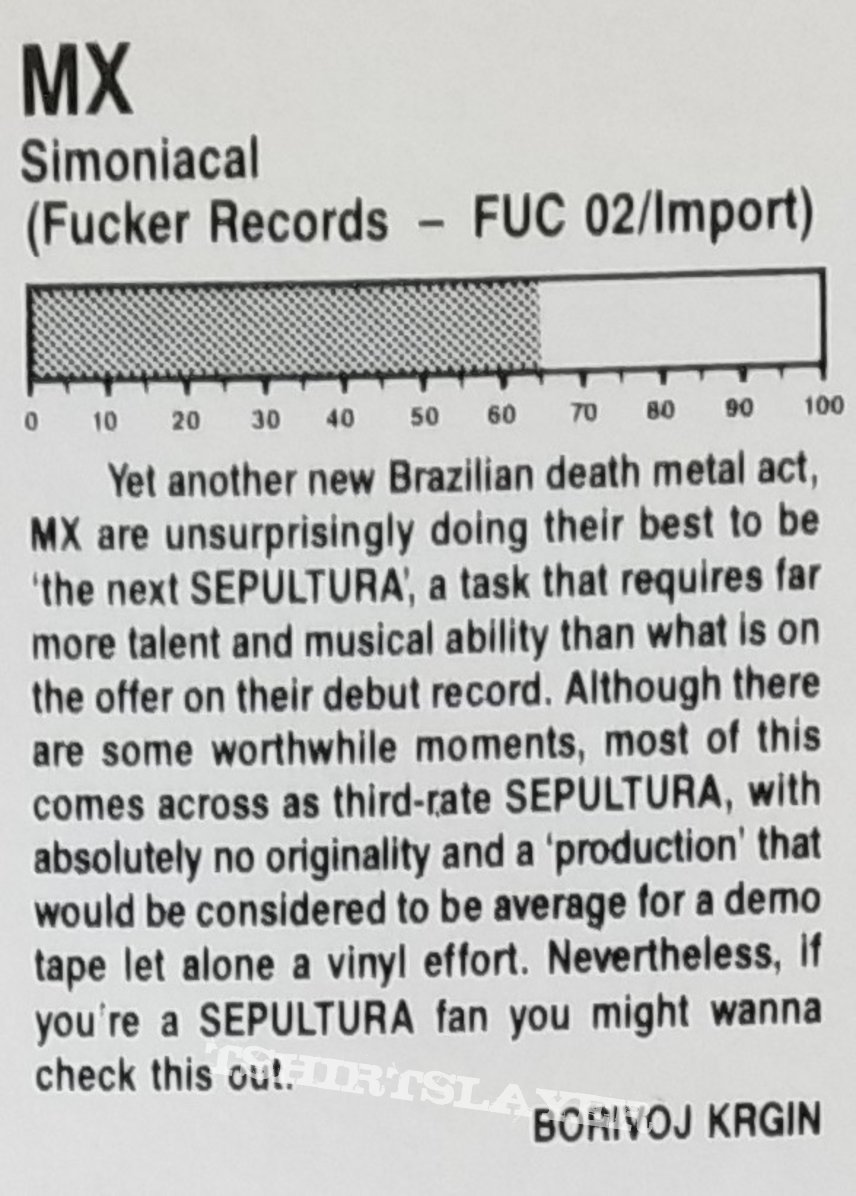 MX &#039; Simoniacal &#039; + &#039; Mental Slavery &#039; Original Vinyl LPs +  Fucker Records Label T-Shirt