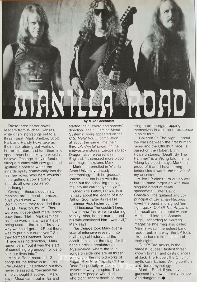 Manilla Road &#039; Out of the Abyss &#039; Original Vinyl LP + Promotional Poster 
