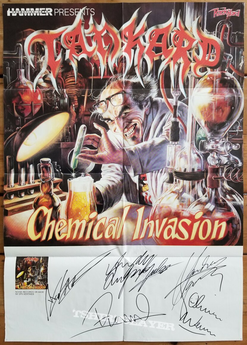 Tankard AUTOGRAPHED Promotional Poster for &#039; Chemical Invasion &#039; LP