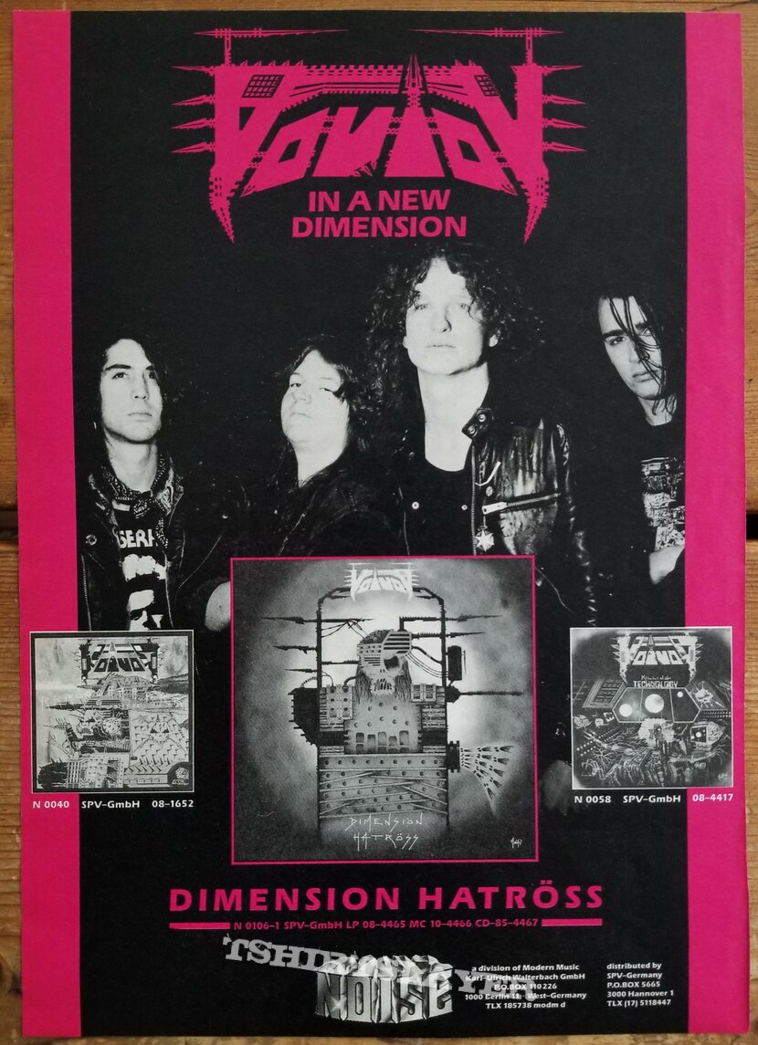 VoiVod &#039; Dimension Hatross &#039; Original Vinyl LP + Concert Bill Poster - Great Artwork By &#039; Away &#039; + Promotional Ads