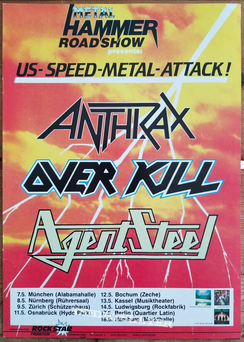 Overkill Over Kill &#039; Feel The Fire &#039; Original Vinyl LP + Promotional / Tour Poster + Ads