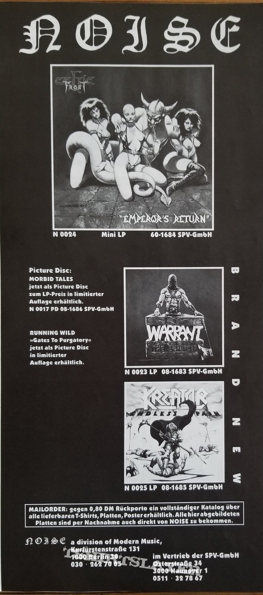 Kreator ' Endless Pain ' Original Vinyl LP + Tribute Poster + Promotional Ads Kreator ' Endless Pain ' Original Vinyl LP + Tribute Poster + Promotional Ads