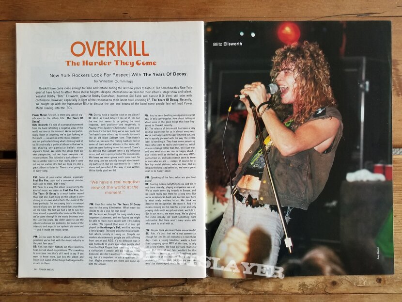 Overkill Over Kill &#039; The Years Of Decay &#039; Original Vinyl LP + Promotional Poster