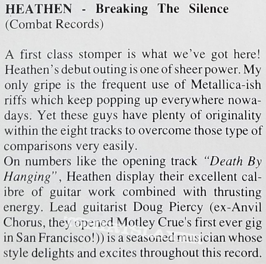 Heathen &#039; Breaking The Silence &#039; Original Vinyl LP + Promotional Poster