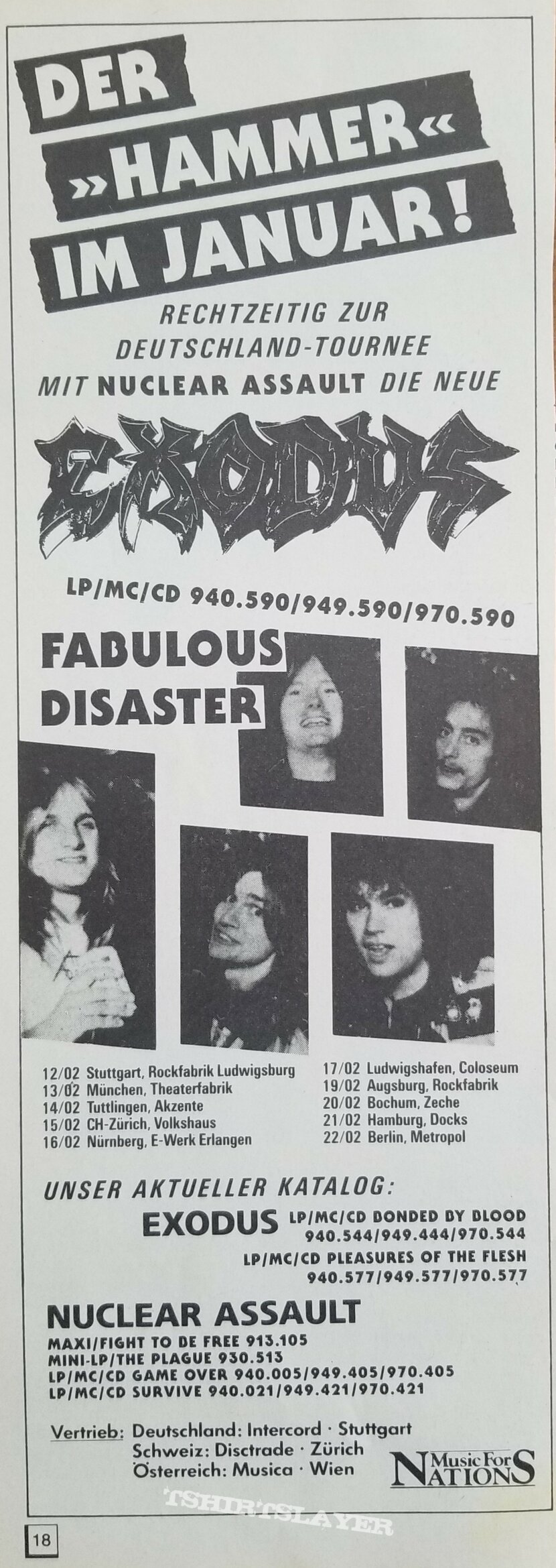 Exodus &#039; Fabulous Disaster &#039; Original Vinyl L.P. + Promotional Poster + Ads