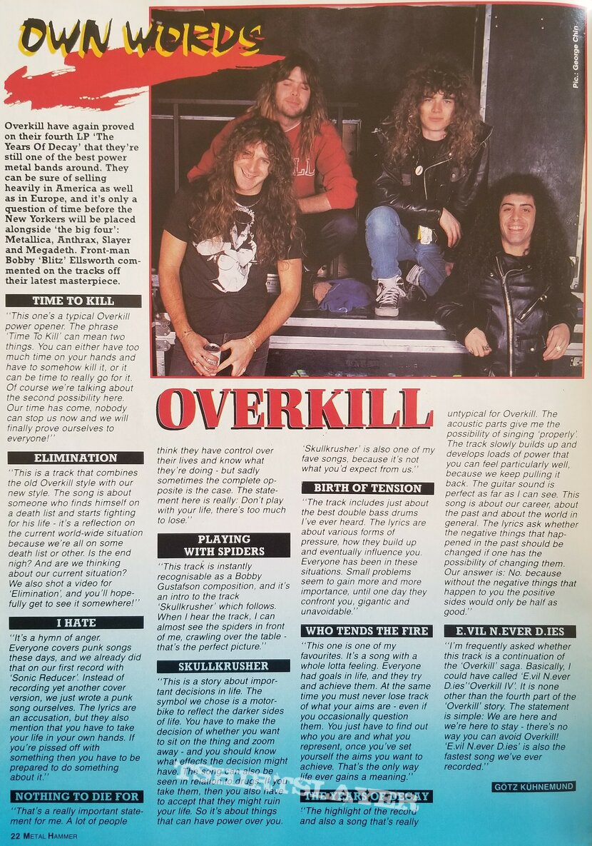 Overkill Over Kill &#039; The Years Of Decay &#039; Original Vinyl LP + Promotional Poster