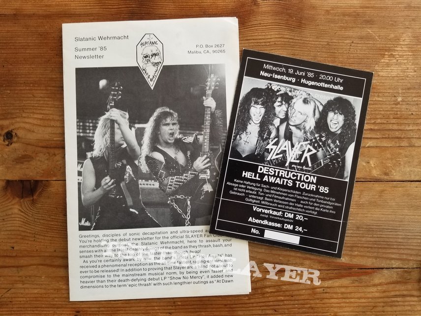 Slayer &#039; Hell Awaits &#039; Original Vinyl LPs + Promotional Ads