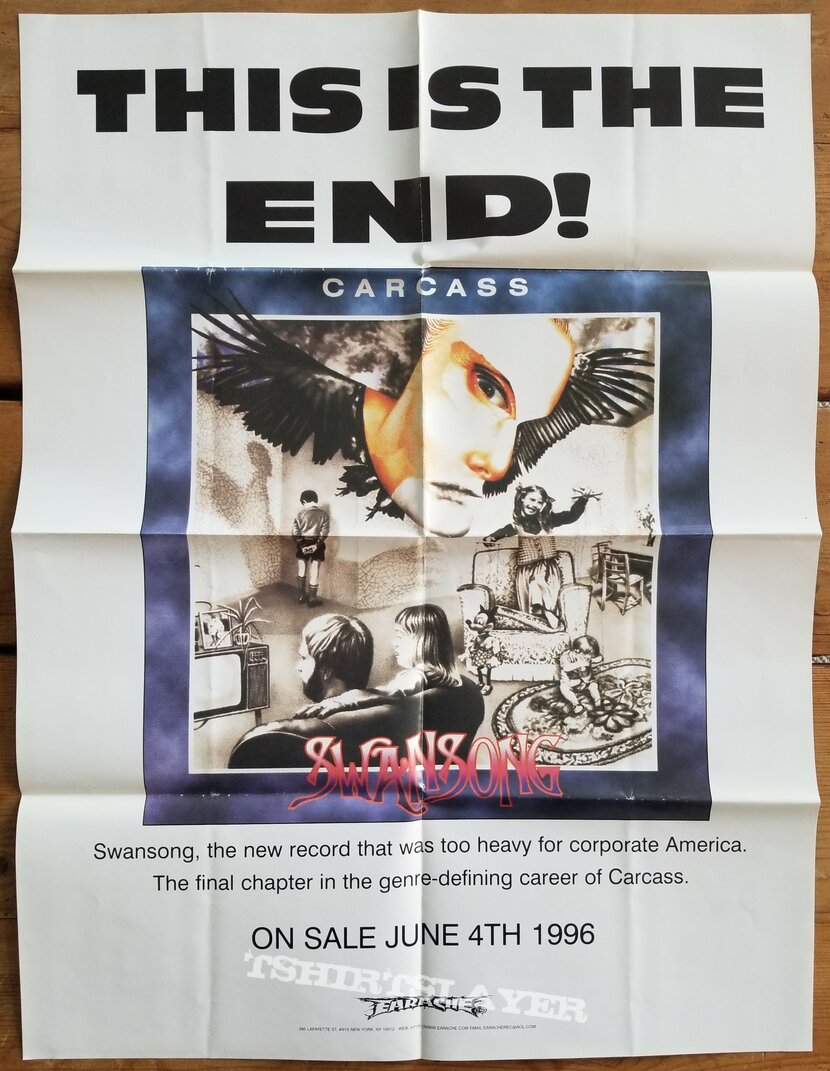 Carcass &#039; Swansong &#039; Original Vinyl LP + Ads