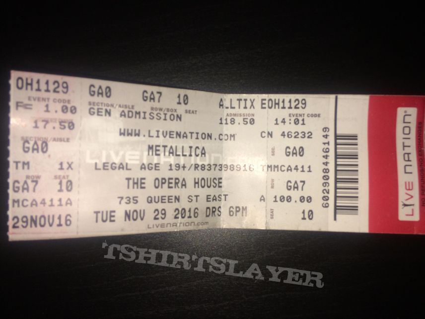 Metallica at the Opera House ticket