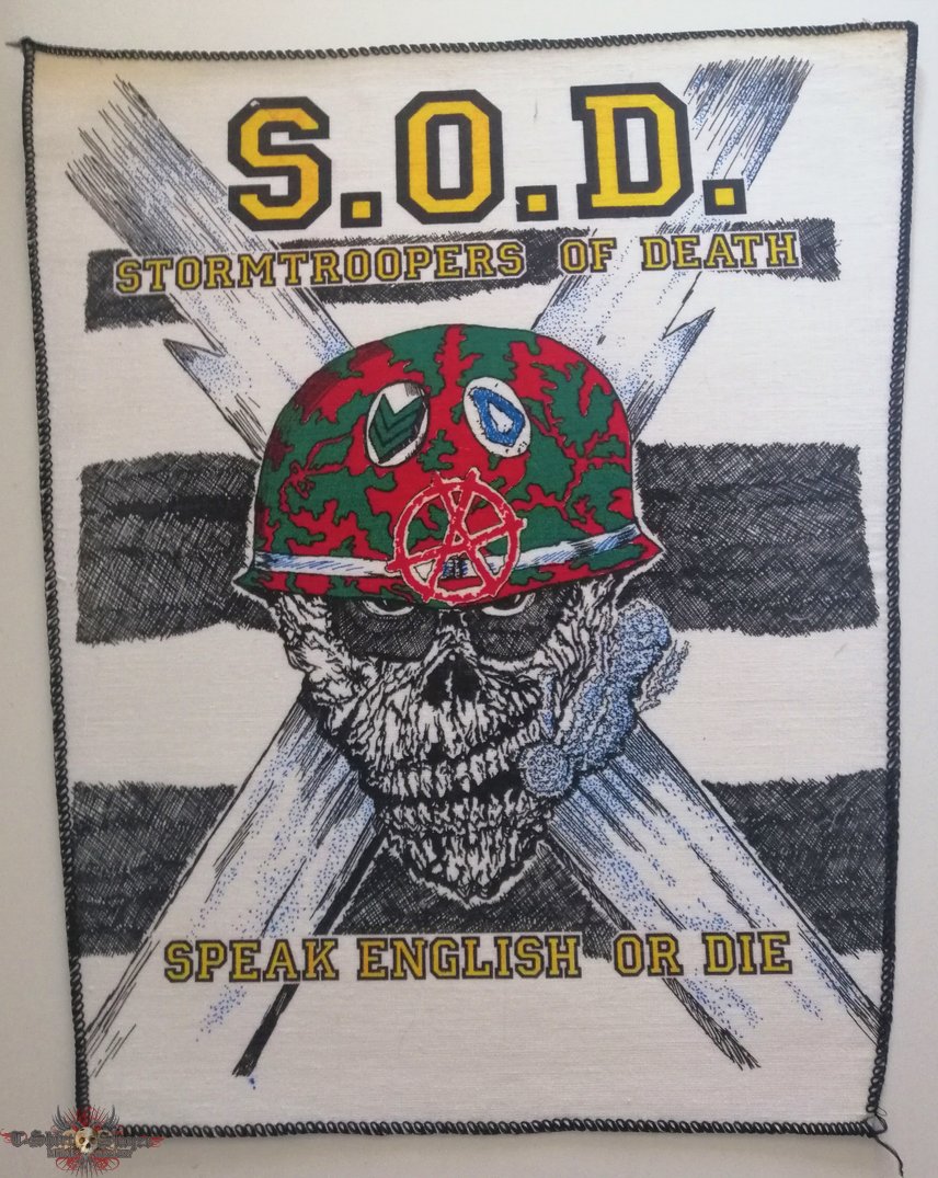 S.O.D. - Stormtroopers of Death - Speak English Or Die - Backpatch