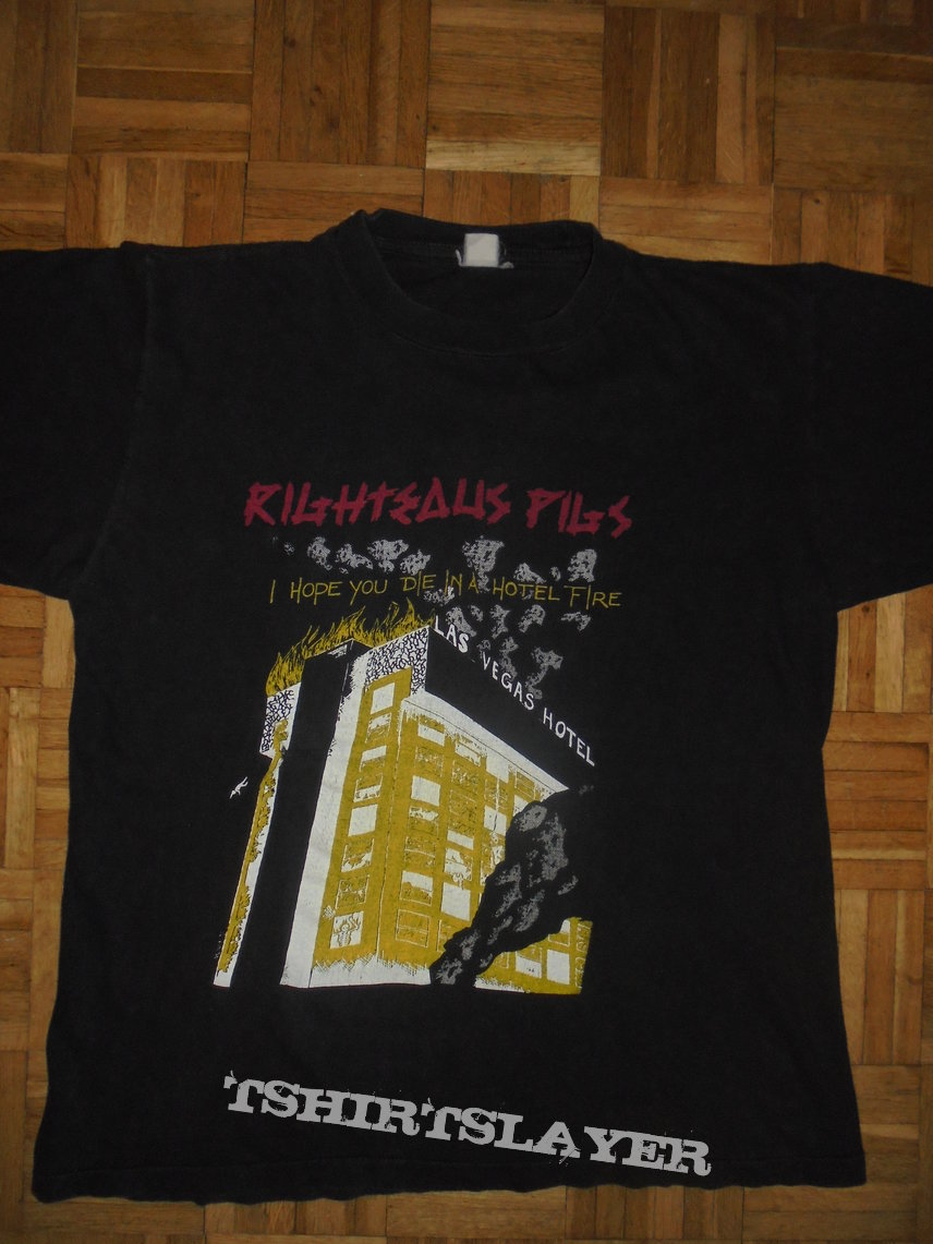 Righteous Pigs,Stress Related &amp; Hope you die in..-Shirt, 90s ,Large