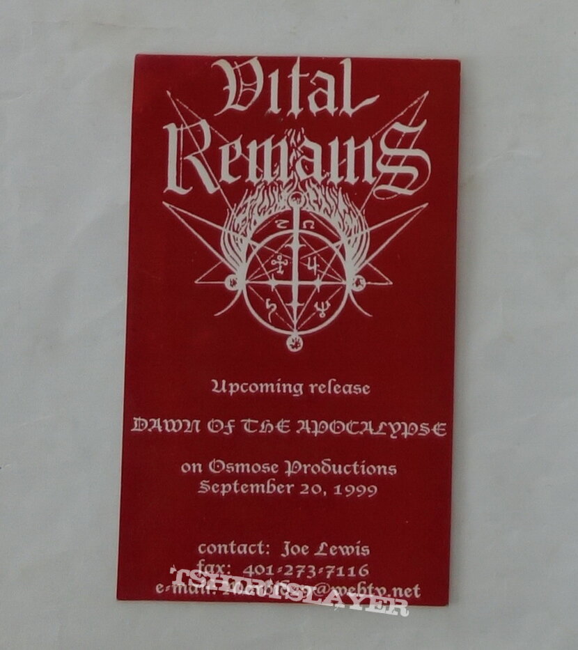 Vital Remains - Dawn of the apocalypse - Promo sticker