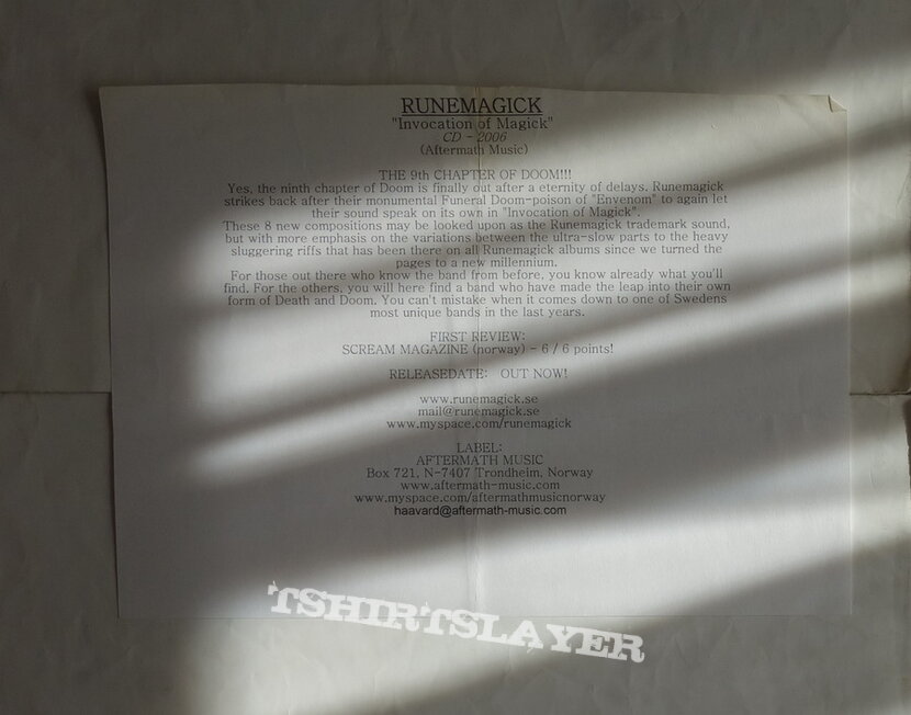 Runemagick - Invocation of magick - Promo Flyer