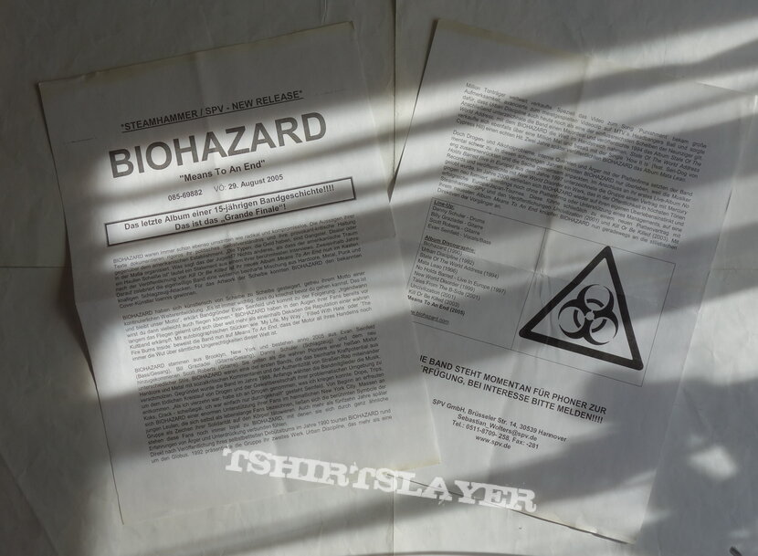 Biohazard - Means to an end - Promoflyer