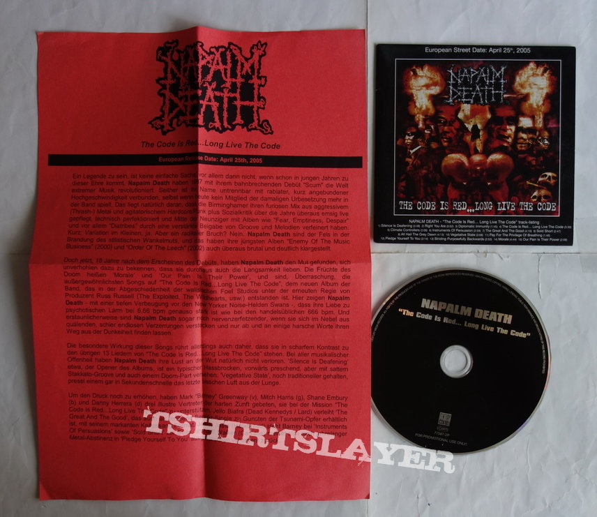 Napalm Death - The code is red...long live the code - Promo CD