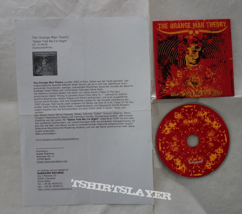 The Orange Man Theory – Satan Told Me I&#039;m Right - Promo CD