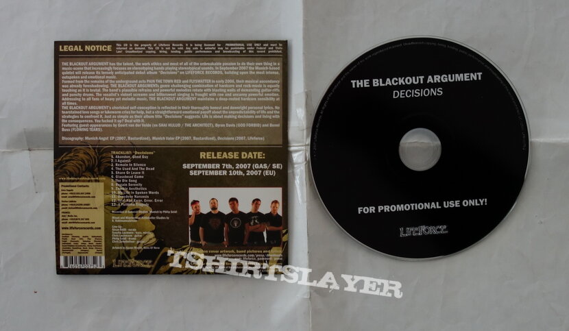 The Blackout Argument – Decisions - Promo CD