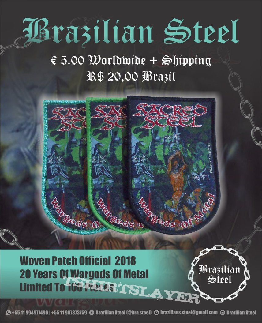 OFFICIAL Woven Patch 2018! Sacred Steel 20 Years of WARGODS OF METAL OFFICIAL Woven Patch 2018! Sacred Steel 20 Years of WARGODS OF METAL