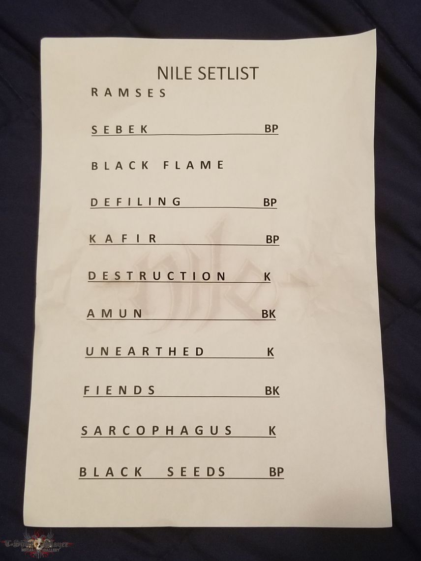 Nile Set-List (05.24.2018)