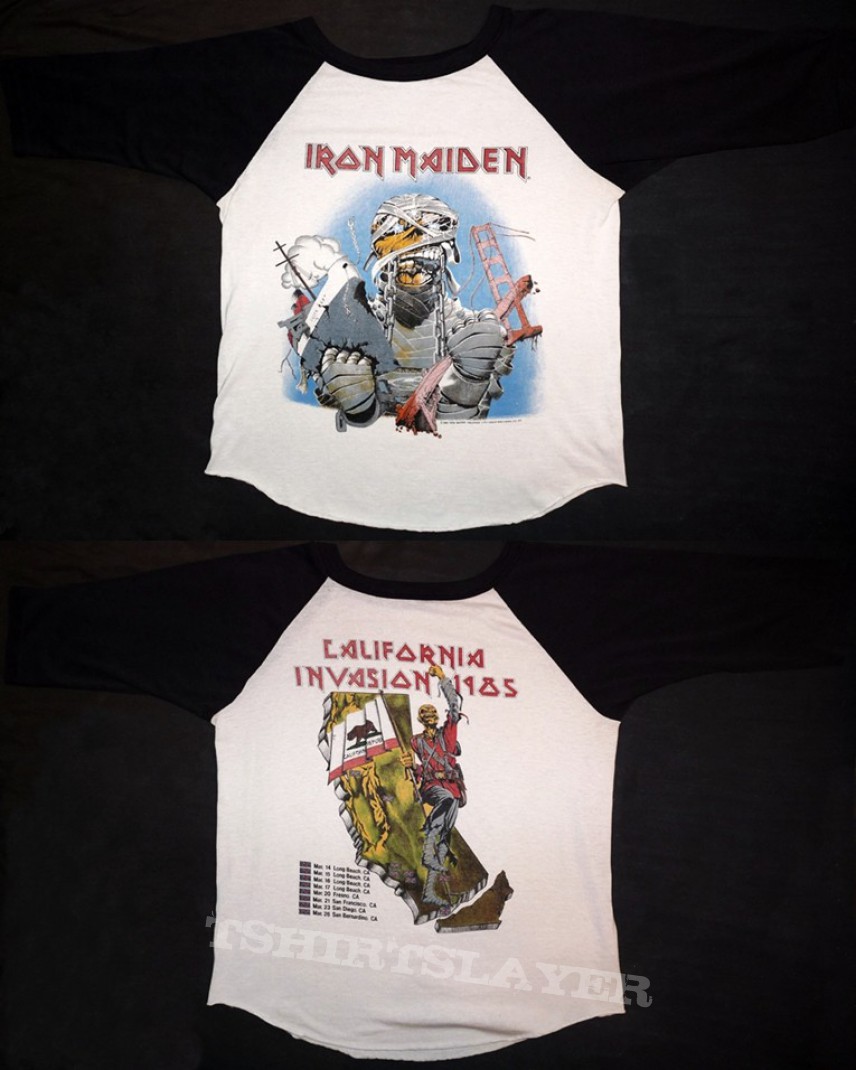 TShirt or Longsleeve - Vintage Original Iron Maiden - California Invasion 1985 Raglan Baseball Jersey