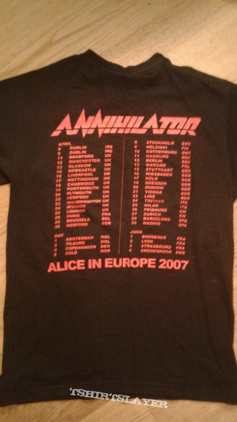 Annihilator &#039;Alice in Europe&#039; tour shirt