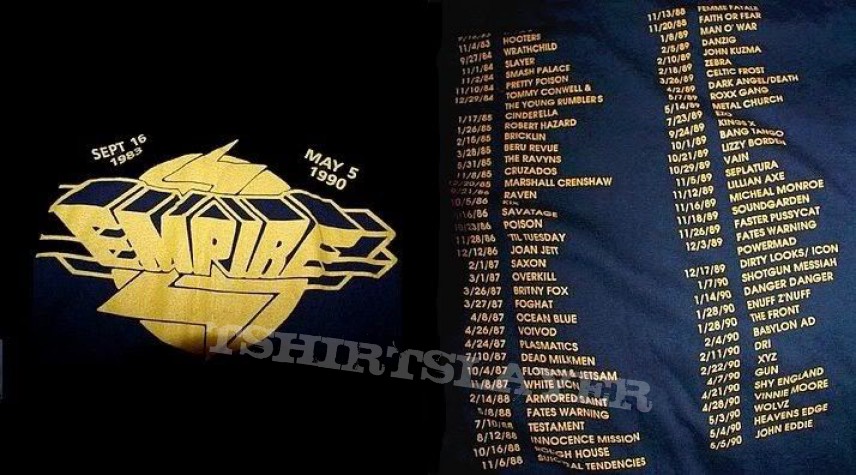 Slayer The Commerative Empire Rock Club Phila. Pa T-Shirt | TShirtSlayer  TShirt and BattleJacket Gallery