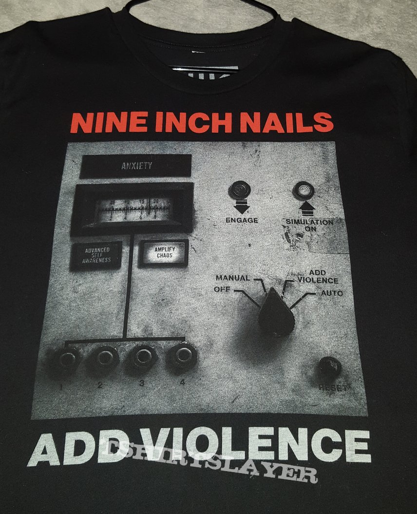 Nine Inch Nails Add Violence red and black tee shirt... - Depop