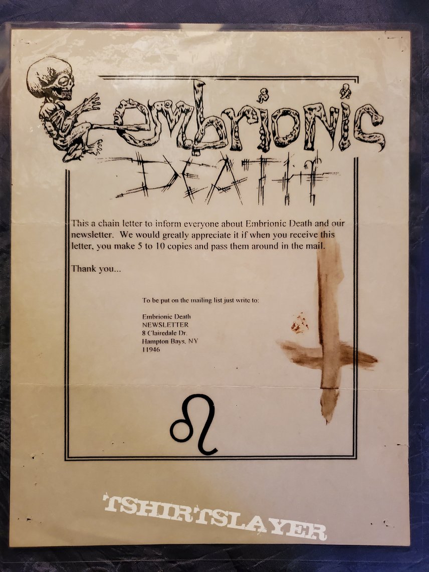 Embrionic Death Chain Letter Embrionic Death Chain Letter