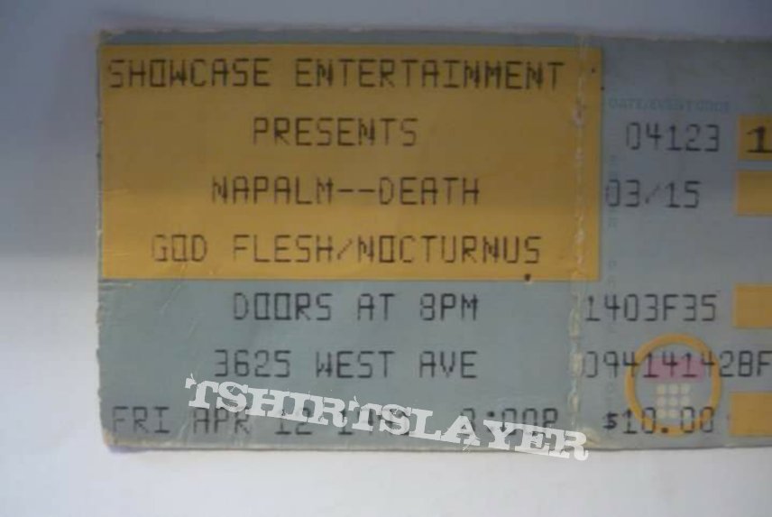 Napalm Death ticket stub