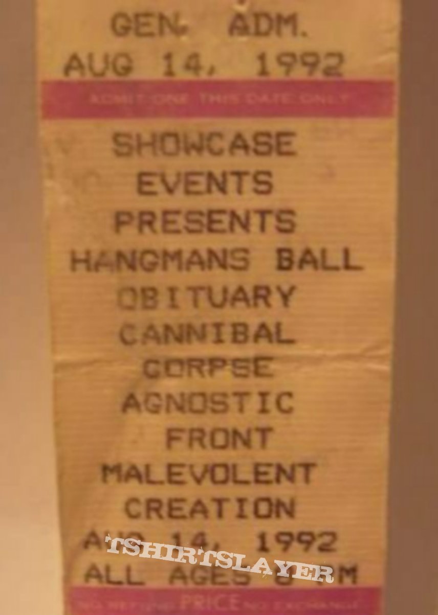 Obituary Hangman Ball ticket stub