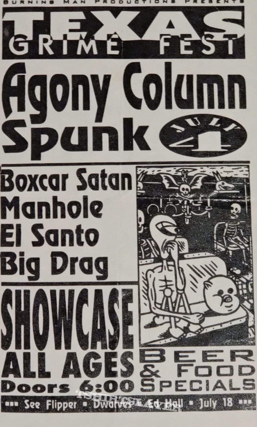 Agony Column Texas Grime Fest flyer