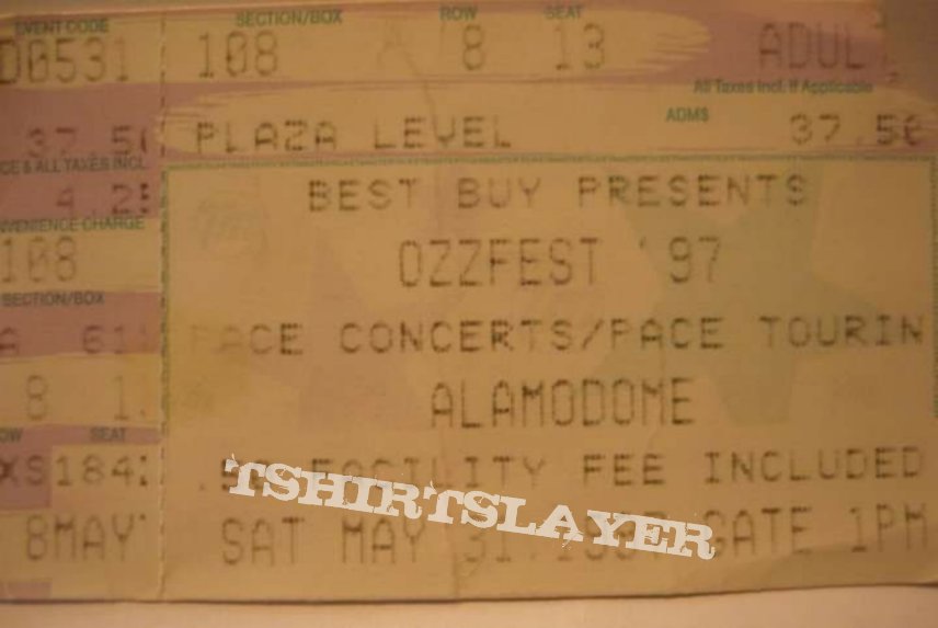 Ozzy Osbourne Ozzfest 97 ticket stub